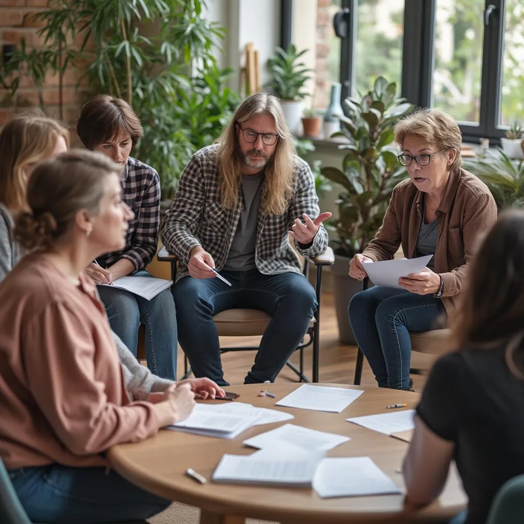 Účastníci workshopu pre rodičov aktívne diskutujú.